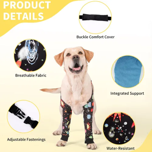 Vista 2 de LovinPet Protector de Codo para Perro Manga de Codo Anti-Lamido, Ajustable, Cómodo y Duradero Protector de Pata Delantera para Perros Medianos a