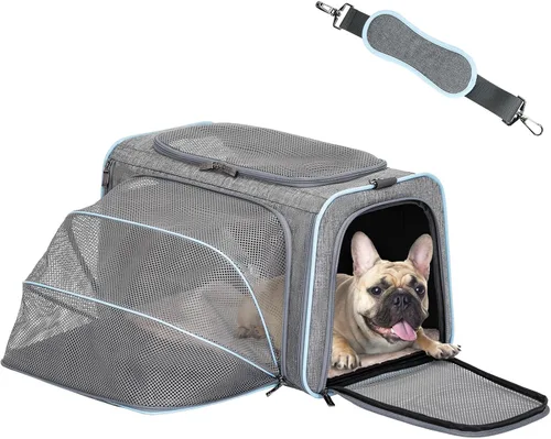Vista 14 de Petsfit Transportador Expandible para Conejos Transportador para Gatos Pequeños Aprobado por Aerolíneas, 16X10X9 Pulgadas Bolsa de Viaje Portátil
