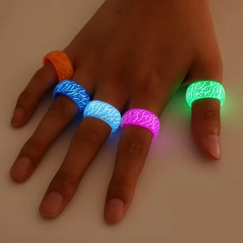 Vista 6 de LIU JUN Anillo de orbe Venus para hombres y mujeres, anillos que brillan en la oscuridad, bonitos anillos de resina acrílica de brillo luminoso