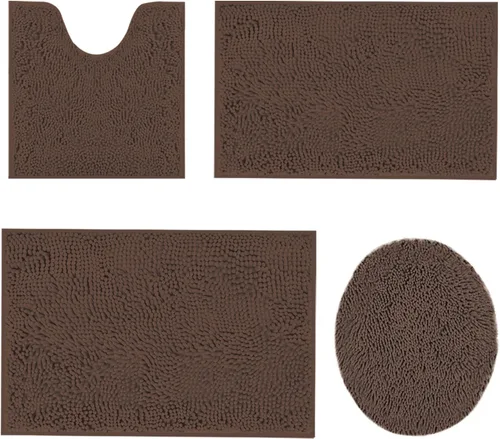 Vista 13 de Juego de alfombras de baño de 3 piezas, tapetes de baño para baño antideslizantes, alfombras de baño de felpilla gruesa, suaves y absorbentes, juego