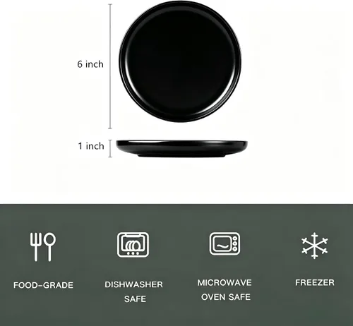 Vista 2 de 6 Inch Glossy Ceramic Appetizer Plates Set of 4, Small Dessert Plates, Charcuterie Accessories, Mini Snack Plates for Cheese Tray, Sushi, Cake