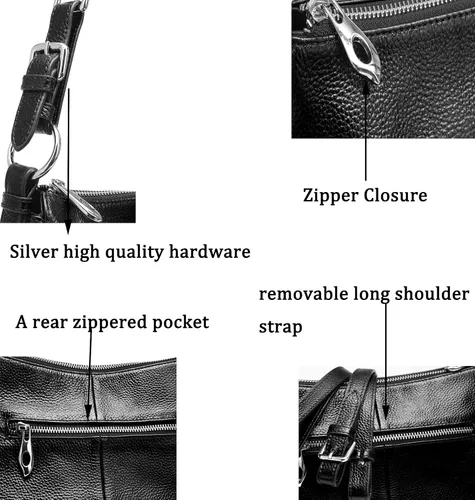 Vista 5 de HESHE Bolsos de hombro de cuero genuino para mujer, bolso de mano con asa superior, bolso de diseñador para mujer, bolso cruzado