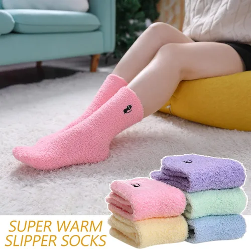 Vista 6 de MQELONG Calcetines de microfibra para dormir para mujer, súper suaves, mullidos, acogedores, cálidos, de invierno