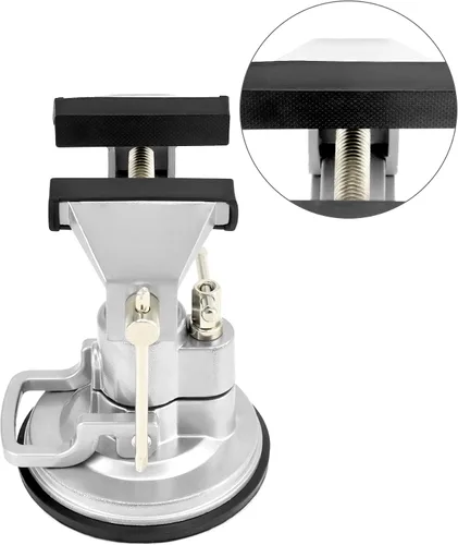 Vista 8 de QWORK Tornillo de base de vacío portátil con rotación multiángulo, tornillo de pivote de 3.15 pulgadas de ancho de mandíbula tornillo de banco