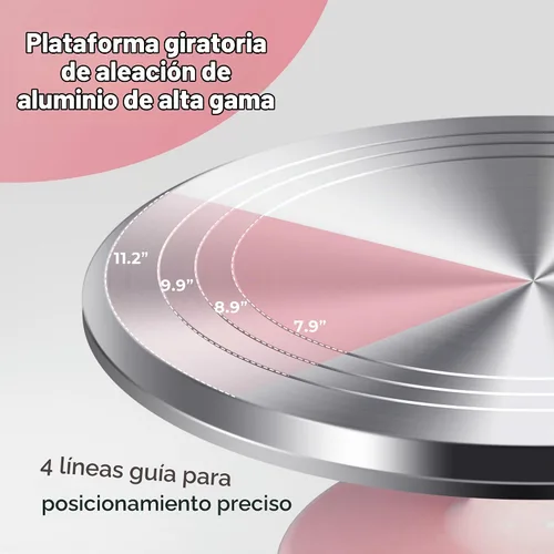 Vista 3 de Kootek Juego de plato giratorio de torta de aluminio de 12", soporte Rosa