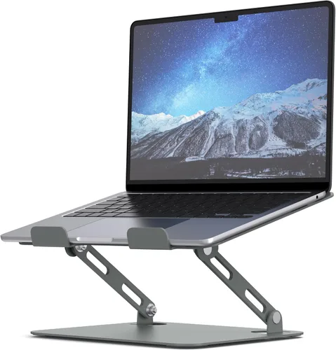 Vista 8 de SOUNDANCE Soporte para computadora portátil con base pesada estable, altura ajustable multiángulo, soporte ergonómico de metal elevador, elevador