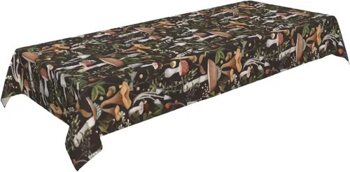 Vista 2 de Cafl Mantel rectangular con diseño de hongos otoñales, bayas e insectos, impermeable, sin arrugas, para comedor (60 x 108 pulgadas)