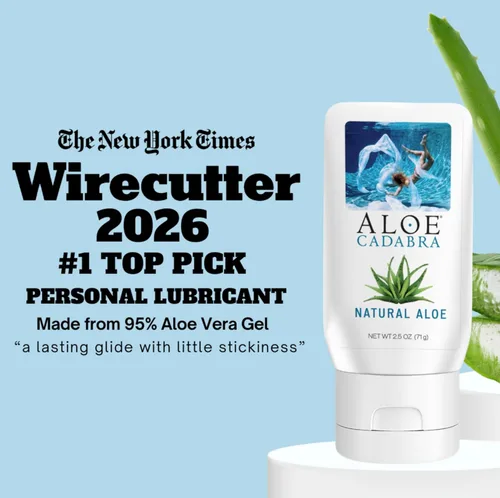 Vista 2 de Aloe Cadabra Lubricante personal natural a base de agua, lubricante de aloe orgánico certificado NSF para hombres, mujeres y parejas, pH equilibrado