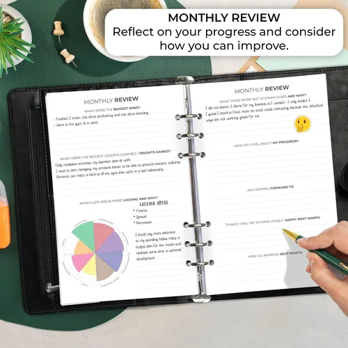 Vista 5 de Clever Fox Carpeta de agenda semanal, Agenda para fijar objetivos para administración del tiempo y tareas semanales, Organizador del trabajo y vida