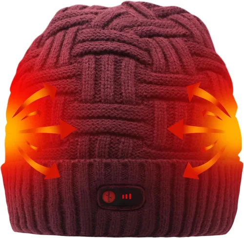 Vista 12 de Svpro Gorro con calefacción a batería - Gorro de invierno cálido recargable
