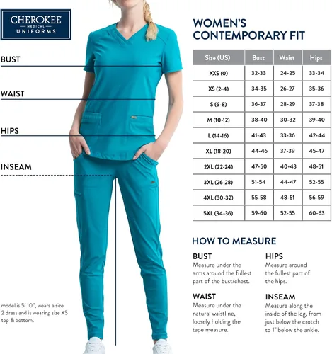 Vista 2 de Cherokee Women Mock Wrap Contemporary Fit Scrubs Top with Stretchy Knit Panel CK680