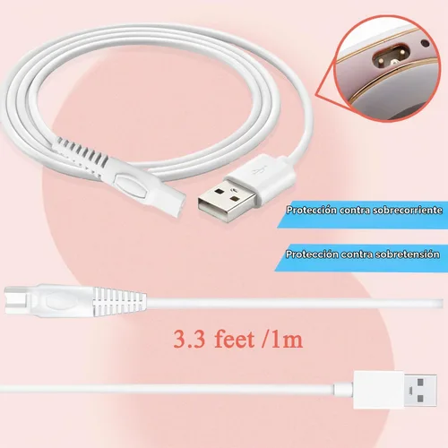 Vista 4 de LIANSUM Cable USB de acabado táctil impecable para piernas, solo compatible con afeitadora de piernas impecables, removedor de pelo para mujeres
