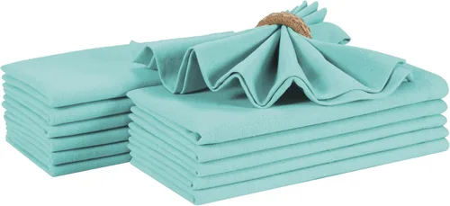 Vista 34 de Servilletas de tela de algodón con dobladillo de 18 x 18 pulgadas, color aguamarina con vainica, servilletas de boda, servilletas de cóctel