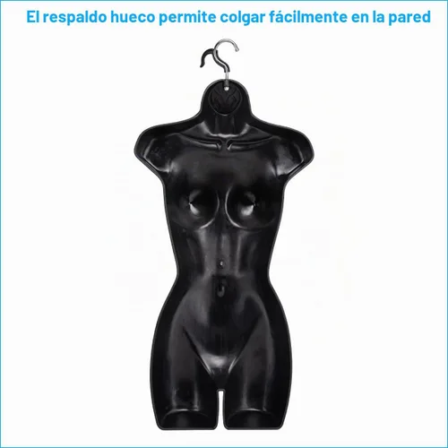 Vista 2 de SSWBasics - Torso maniquí femenino negro con gancho, tallas de mujer 5-10