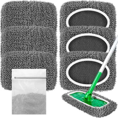 Vista 10 de Almohadillas de microfibra reutilizables compatibles con trapeador Swiffer Sweeper Mop Verde bosque