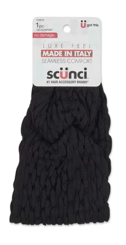 Vista 2 de Scünci by Conair - Diadema extra ancha, fabricada en Italia, en negro, 1 unidad