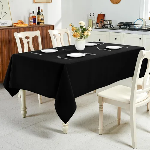 Vista 5 de IVAPUPU Mantel de Lino Texturizado para Mesa Rectangular - Mantel de Tela Impermeable Rectangular Sin Arrugas Limpiable Cubierta de Comedor