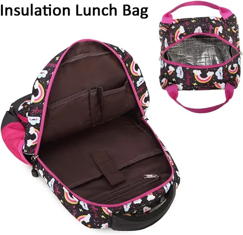 Vista 65 de Juego de mochila para niñas y adolescentes, mochila escolar para niños con bolsa para el almuerzo, estuche para lápices, mochilas escolares