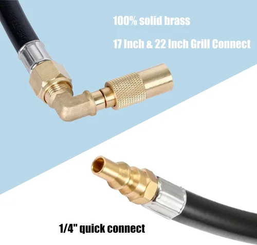 Vista 3 de GasSaf Manguera de propano de conexión rápida RV de 12 pies, manguera de extensión de conexión rápida de 1/4 pulgadas con adaptador de codo