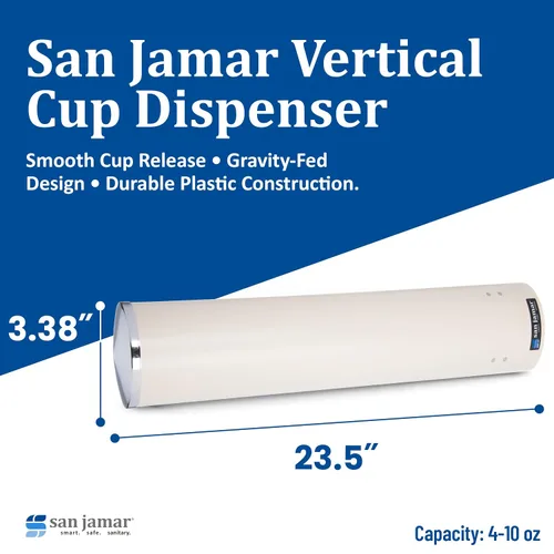 Vista 4 de San Jamar C4200PF, despachador de vasos de espuma tipo pull, de acero inoxidable, se ajusta a vasos de 4 onzas a 10 onzas, borde de 2-3/4 pulgadas a