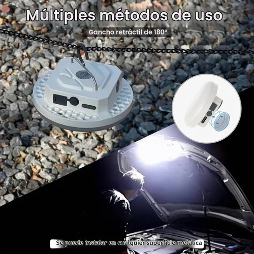 Vista 6 de 2 luces colgantes recargables de 4000 lm con imán 4 modos de iluminación, linterna LED portátil ultra brillante, LED impermeable IPX5
