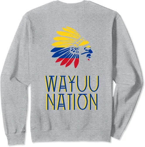 Vista 2 de WAYUU WAYU NATION Tribu Indígena Bandera colombiana Sudadera, gris, S