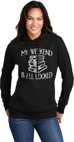 Vista 25 de Go All Out My Weekend Is All Booked Funny Book Reading Lover - Sudadera con capucha para hombre y mujer Negro