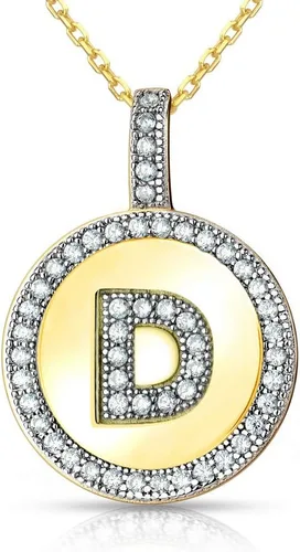 Vista 2 de Beaux Bijoux Initial Necklace Sterling Silver Cubic Zirconia Initial Pendant Circle Letter Necklaces for Women