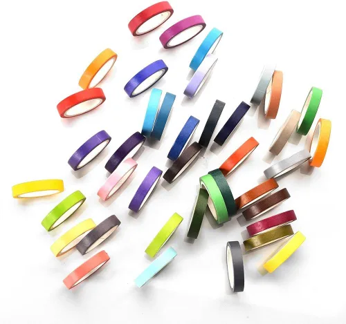 Vista 6 de Juego de 40 rollos de cinta washi, cinta adhesiva decorativa arcoíris para manualidades, diarios de viñetas, planificadores
