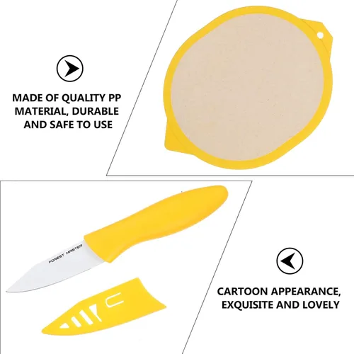 Vista 6 de Cabilock Tabla de cortar de plástico para cortar frutas y cortar servir con forma de limón lindo corte para cocina casera tabla de cortar limón