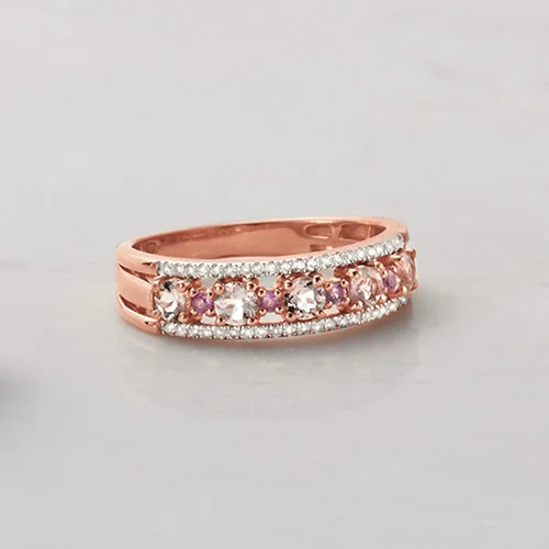 Vista 4 de Ross-Simons Gemstone and Diamond Ring in 18kt Gold Over Sterling
