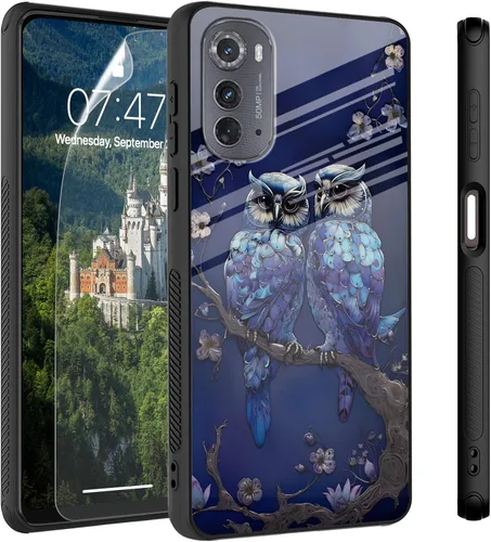 Vista 12 de Funda para Motorola Moto Edge 2022, cubierta trasera de vidrio templado con protector de pantalla, protección a prueba de golpes para Motorola Moto