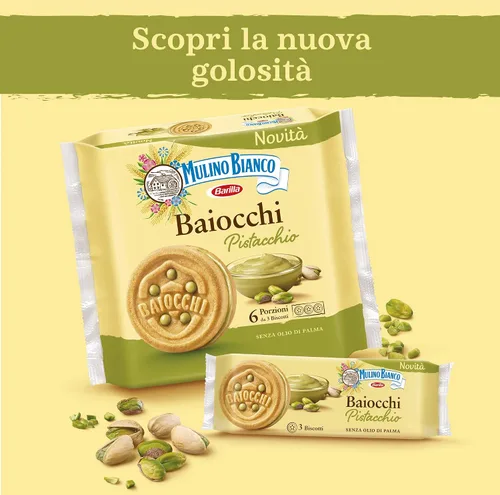 Vista 4 de Galletas Mulino Bianco, Relleno de Crema de Pistacho, 168g