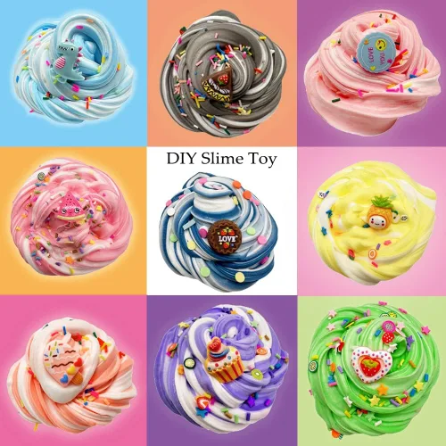 Vista 2 de Kit de Slime de Mantequilla inksbui 34 Unidades de Slime Colorido de Dos Tonos, Juguetes para Alivio del Estrés, Recuerdos de Fiesta para Niñas