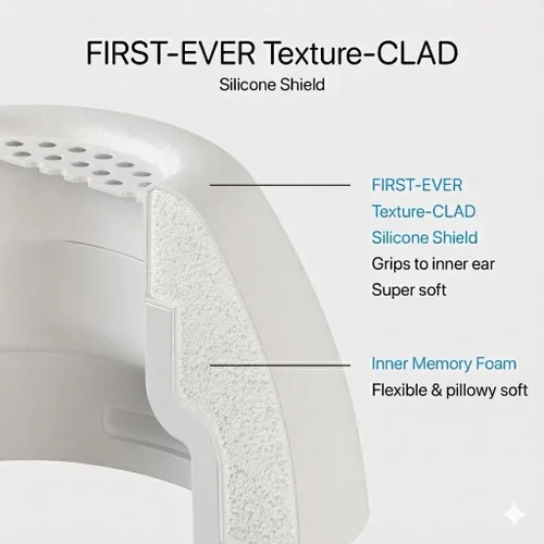 Vista 2 de AirFoams Pro Active Ultra V10.0 - Almohadillas de repuesto de espuma viscoelástica para AirPods Pro 1 y 2, protector de silicona flexible