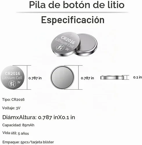 Vista 3 de PGSONIC Batería de litio CR2016 3V (5pcs)