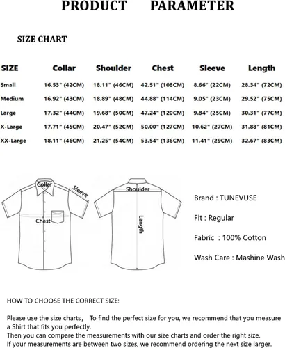 Vista 7 de TUNEVUSE Camisa hawaiana de manga corta con botones y estampado floral para hombre, 100% algodón