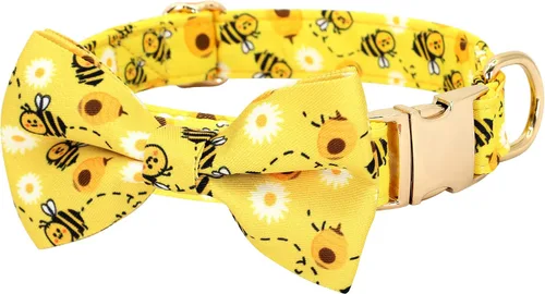 Vista 7 de Collares de perro femeninos Beirui con patrones florales vibrantes, collar de perro hembra con flores para caminar, collar ajustable duradero
