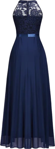 Vista 6 de Miusol Vestido de fiesta de noche de encaje floral vintage con cuello halter para mujer