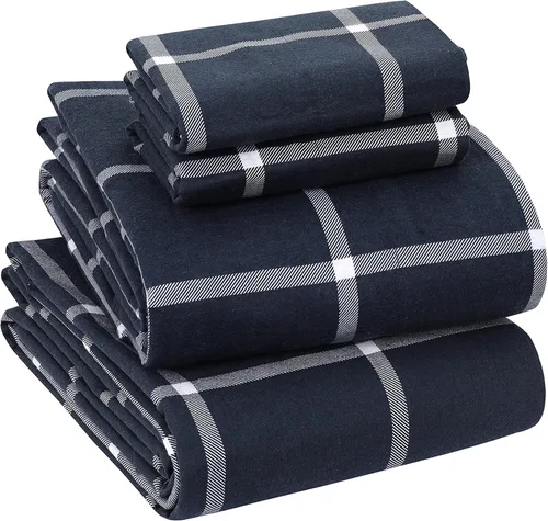 Vista 17 de Sleepdown Juego de sábanas de franela de algodón 100 % de 160 GSM - Gris escarcha, individual