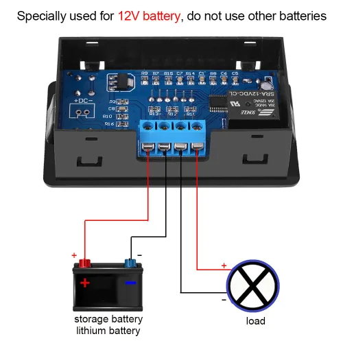 Vista 4 de Controlador de batería, batería de 12 V, corte de bajo voltaje, interruptor automático, protección de bajo voltaje con indicador LED