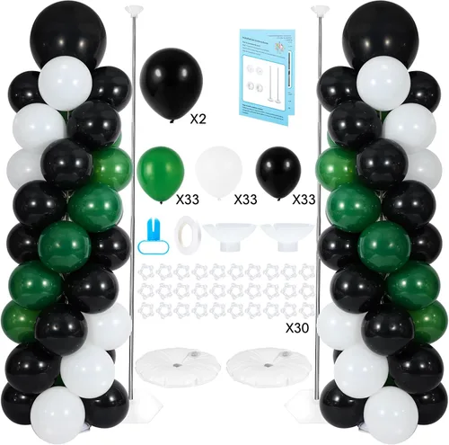 Vista 10 de Soporte de columna para globos con 102 globos, juego de 2 columnas de globos, soporte de torre de globos de metal con base para piso, altura
