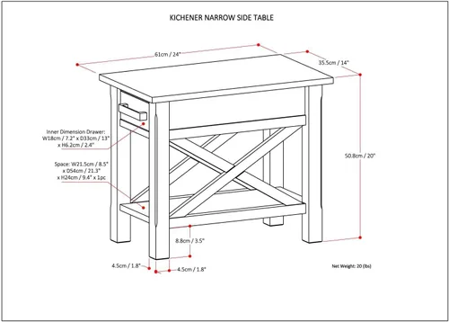 Vista 10 de SIMPLIHOME Kitchener - Mesa auxiliar cuadrada de madera maciza de 21 pulgadas de ancho, color marrón Contemporary accent table with X-design, a