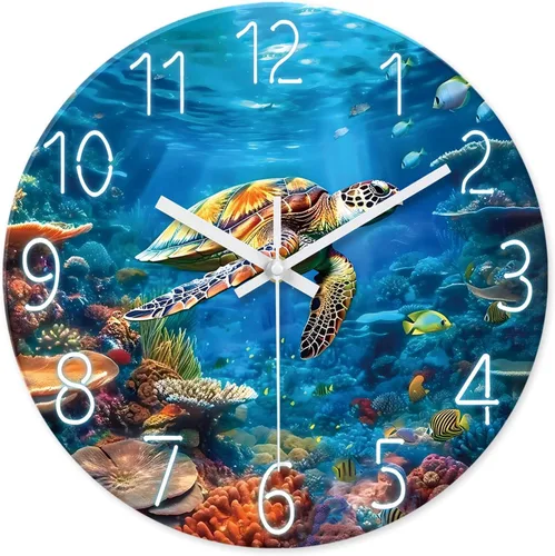 Vista 11 de XNM Relojes de Pared de Paisaje Natural para Baño, Funciona con Pilas, 30.5 cm, Negro y Blanco, Redondo, Silencioso, sin Tictac, de Vidrio, Pequeño