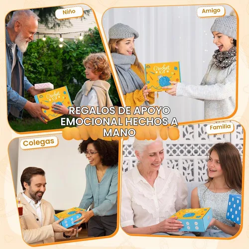 Vista 7 de Kit de ganchillo para principiantes, kit de iniciación de ganchillo de Azul Rosa Púrpura Verde