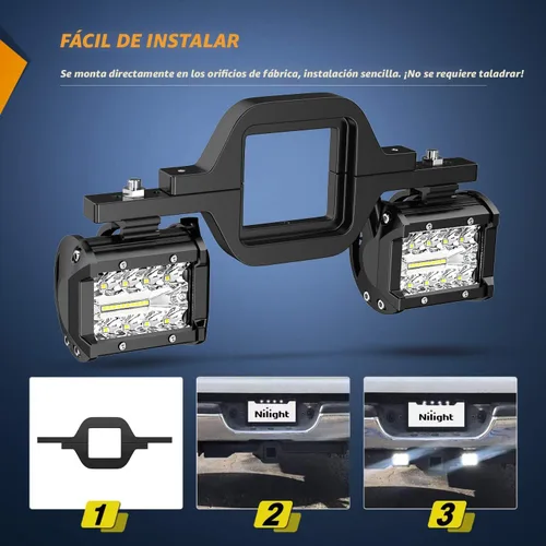 Vista 4 de Nilight 2 módulos LED de 4 pulgadas de 60 W con soportes de montaje de enganche de remolque de 2.5 pulgadas, luces LED de respaldo de reversa