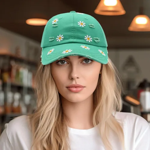 Vista 7 de Waldeal Lindo sombrero de margarita para mujer, gorra de béisbol ajustable bordada desgastada