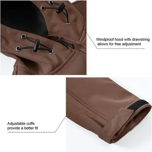 Vista 5 de Gopune Chaqueta Ligera de Carcasa Suave para Hombre con Forro Polar Impermeable con Capucha para Senderismo Chaqueta de Invierno