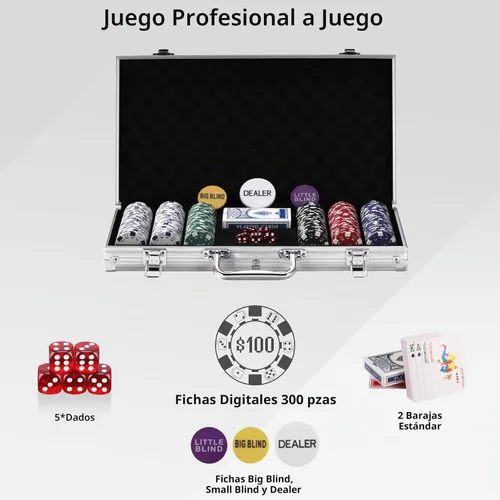 Vista 4 de Juego de 300 fichas de póquer numeradas para Texas Holdem, Blackjack, torneos con estuche de aluminio, 2 barajas de cartas, distribuidor, ciego Negro