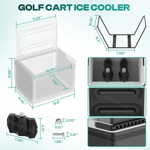 Vista 6 de DRIVE UP Enfriador de carrito de golf, enfriador de carrito de golf con soporte de montaje para Club Car DS EZGO TXT y Yamaha Star Carritos de golf
